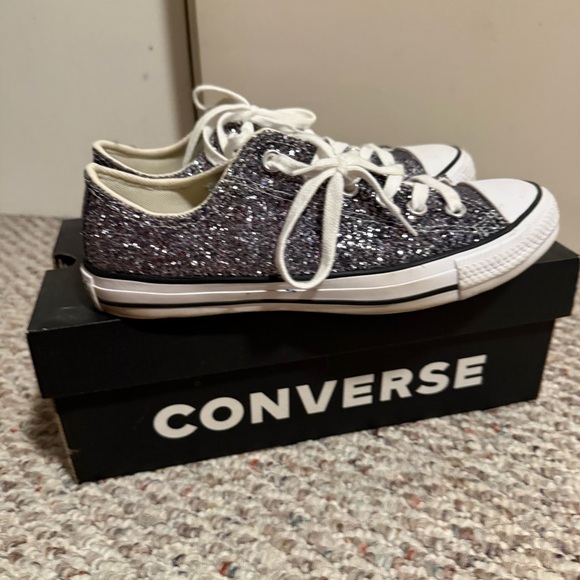 Converse Chuck Taylor All Star Low Top Black Glitter- Women’s Size 9 - Picture 1 of 8
